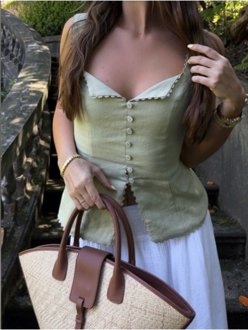 Reformation Viola Top in Dried Herbs, brand new without tags, never worn.